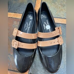 Vivienne Westwood Anglomania + Melissa Rubber Ballet Flats Shoes Straps Size 9